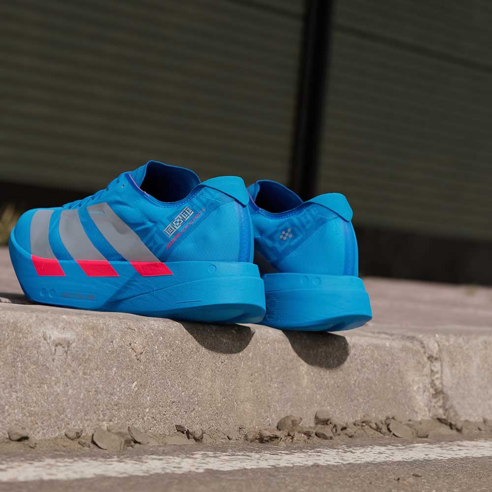 Men's Adizero Adios Pro 4 Running Shoe - Solar Blue/Silver Metallic/Lucid Red - Regular (D) - Image 5