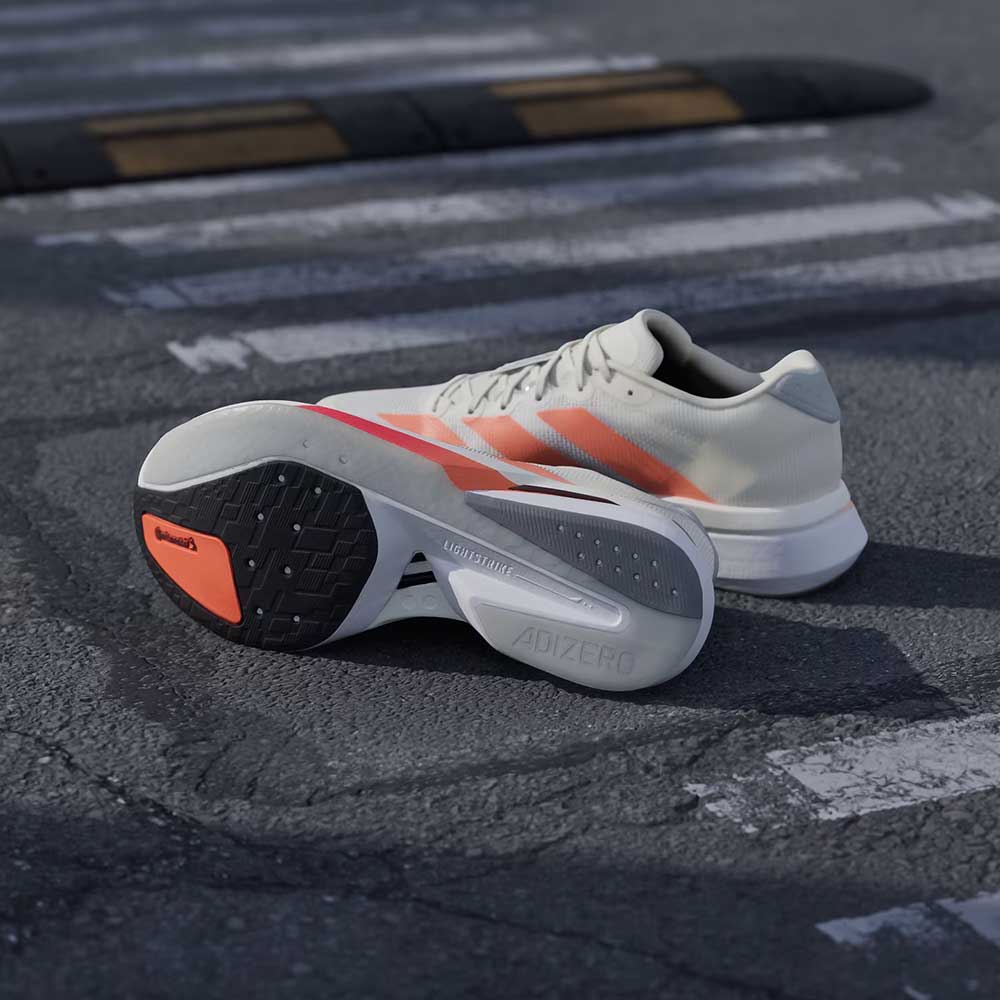Men's Adizero Boston 13 Running Shoe - Off White/Lucid Orange/Grey - Regular (D) - Image 4