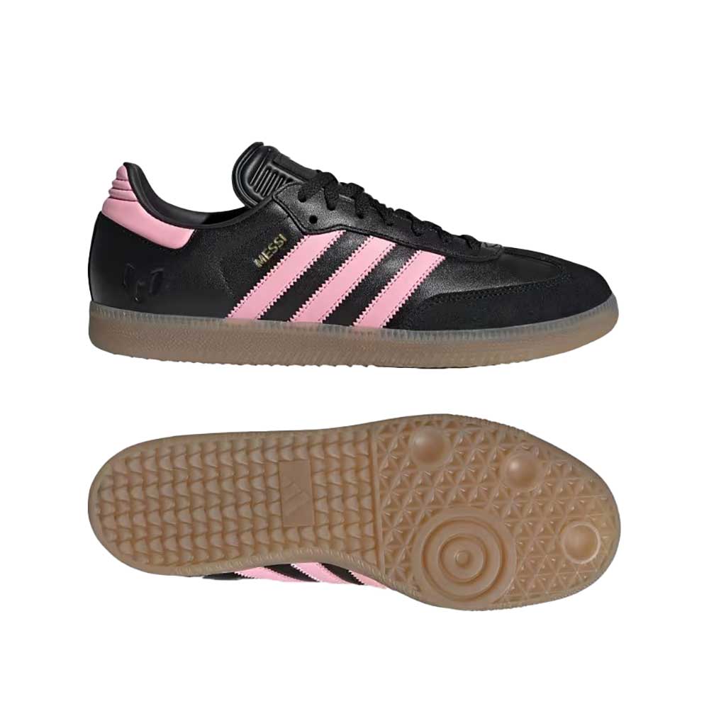 Men's Samba Messi Indoor Soccer Shoe - Core Black/Light Pink/Gold Met - Regular (D) - Image 7