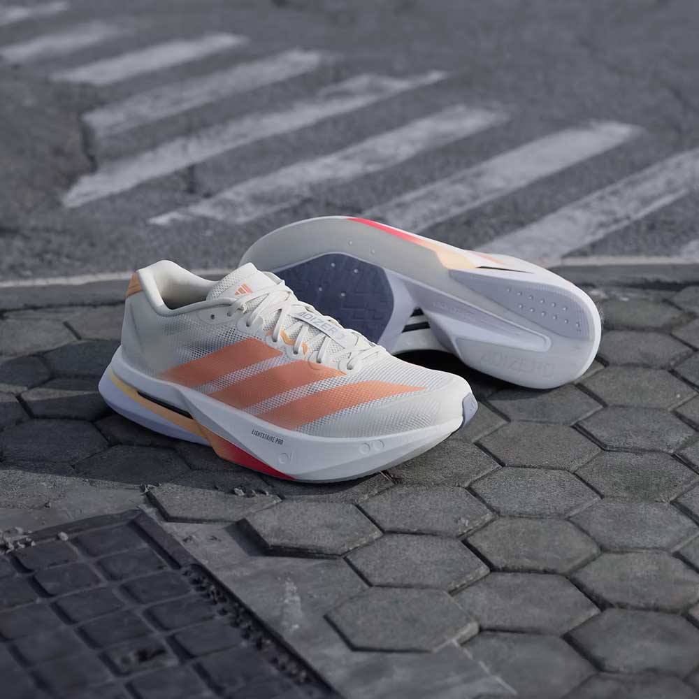 Women's Adizero Boston 13 Running Shoe - Off White/Beam Orange/Acid Orange - Regular (B) - Image 4