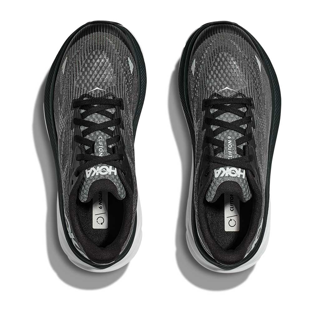 Youth Clifton 9 Running Shoe - Black/White - Regular (D) - Image 6